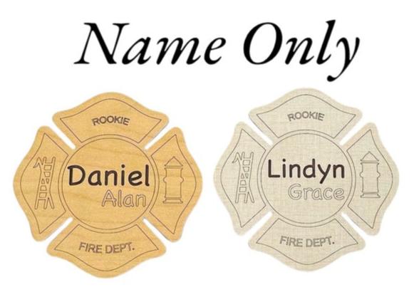 Baby birth announcement with a fire department fireman firefighter theme. Ideal baby shower gift! A wooden,  laser engraved custom personalized cute hospital photo prop.