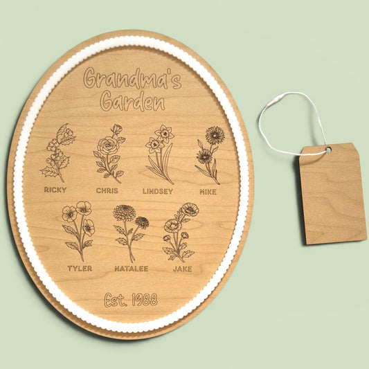 Personalized Grandma's / Mom's Garden Birth Flower Keepsake Plaque