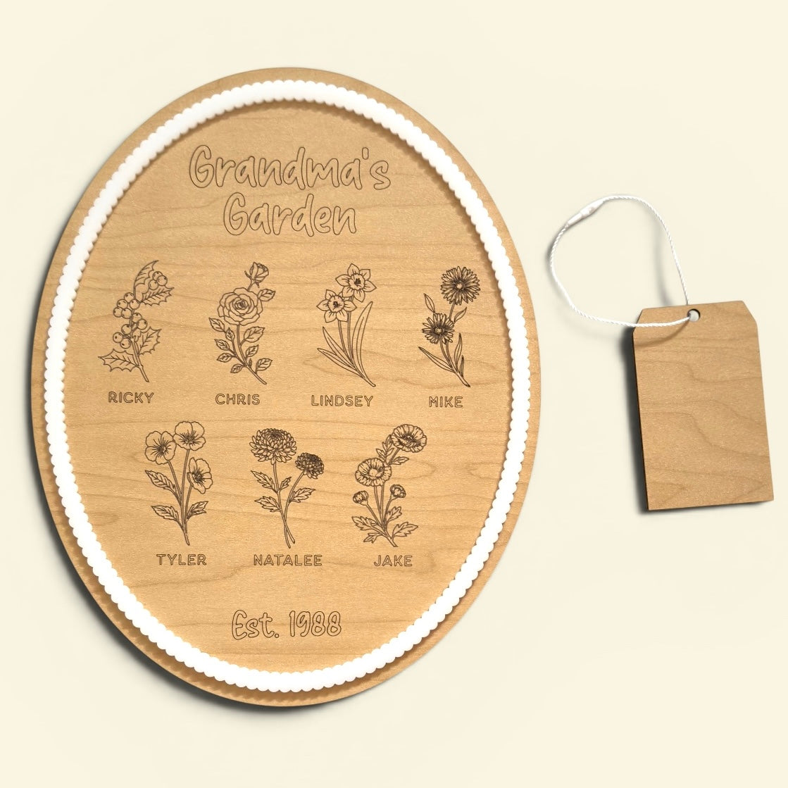 Personalized Grandma's / Mom's Garden Birth Flower Keepsake Plaque