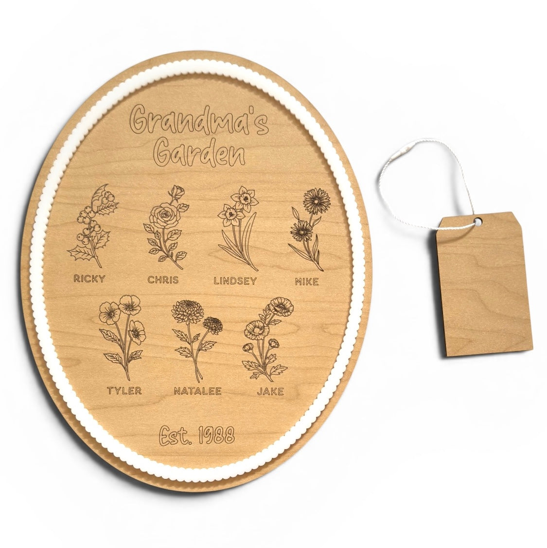 Personalized Grandma's / Mom's Garden Birth Flower Keepsake Plaque