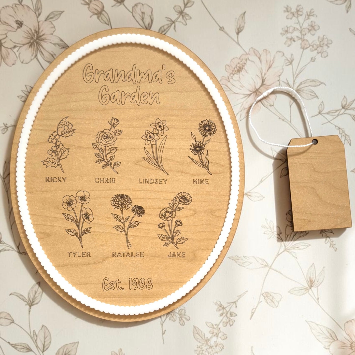 Personalized Grandma's / Mom's Garden Birth Flower Keepsake Plaque