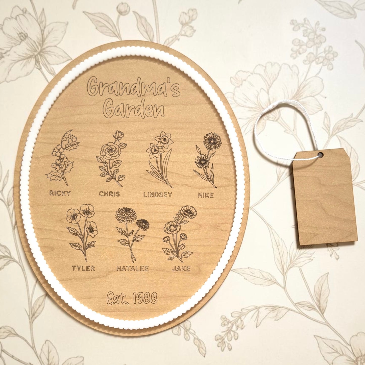 Personalized Grandma's / Mom's Garden Birth Flower Keepsake Plaque