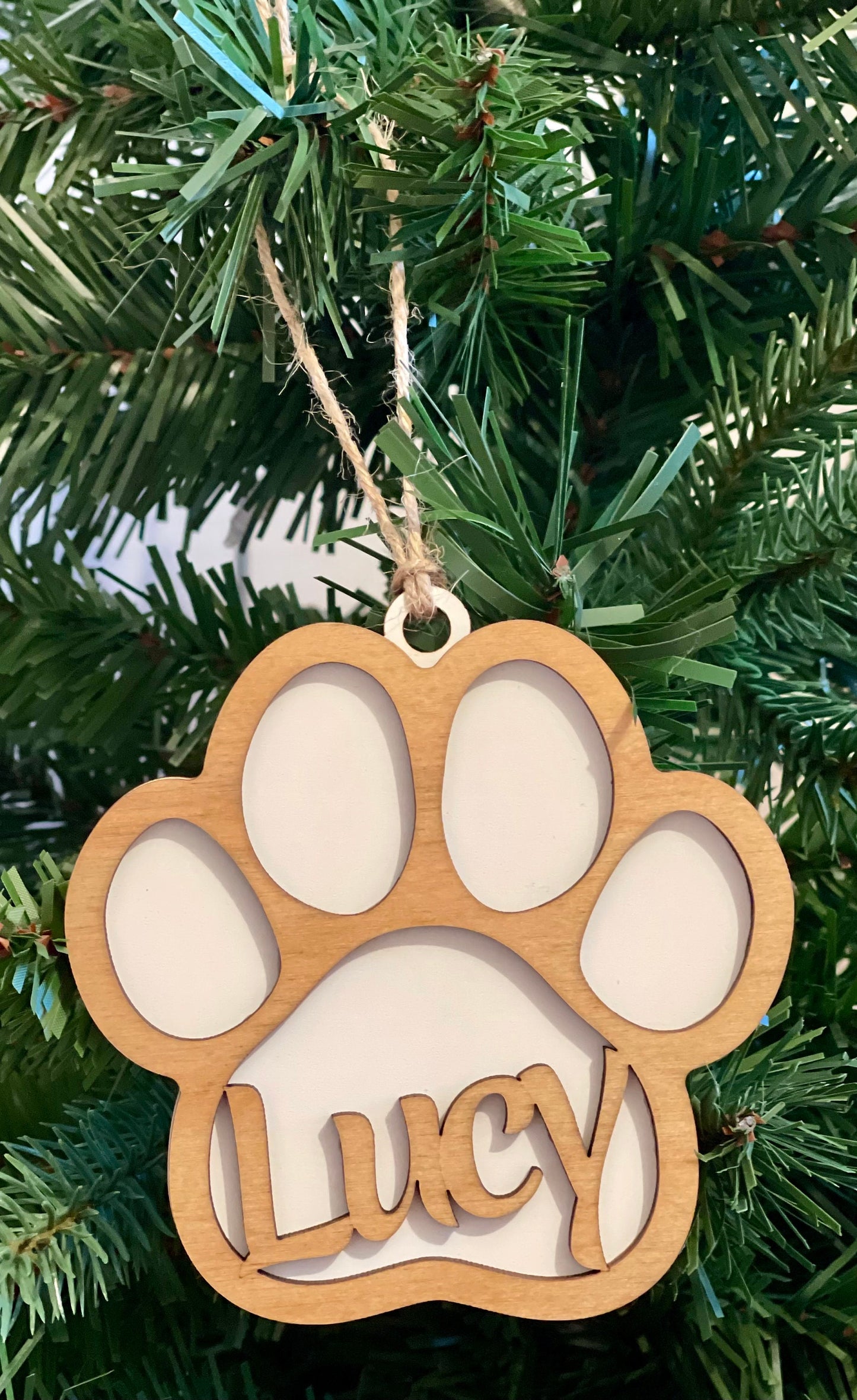 Custom Pet Paw Ornament Your Dog Cat Name Personalized Handmade Layered Keepsake Customized Pet Adoption Veterinarian Dog Walker Pet Sitter