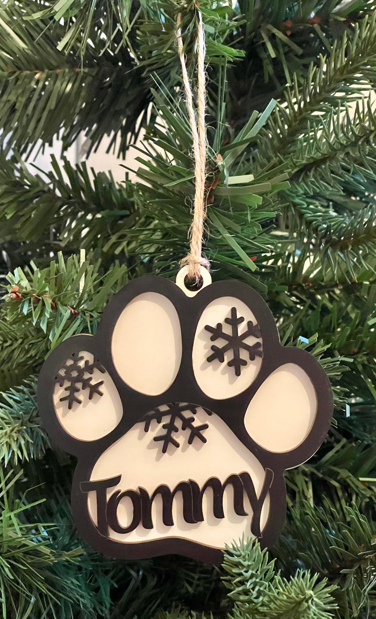 Custom Pet Paw Ornament Your Dog Cat Name Personalized Handmade Layered Keepsake Customized Pet Adoption Veterinarian Dog Walker Pet Sitter