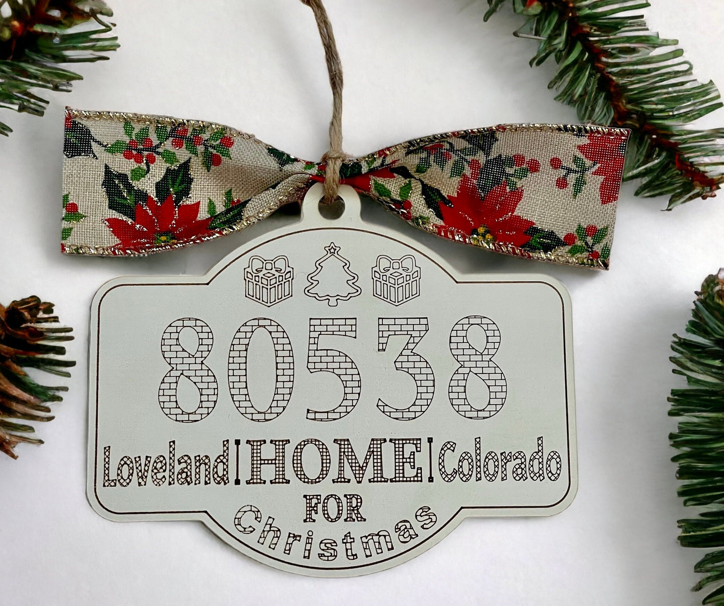 Custom City State ZIP Code White Home For Christmas Ornament Personalized Hometown or City Choice Customized Gift Idea for Parents Children