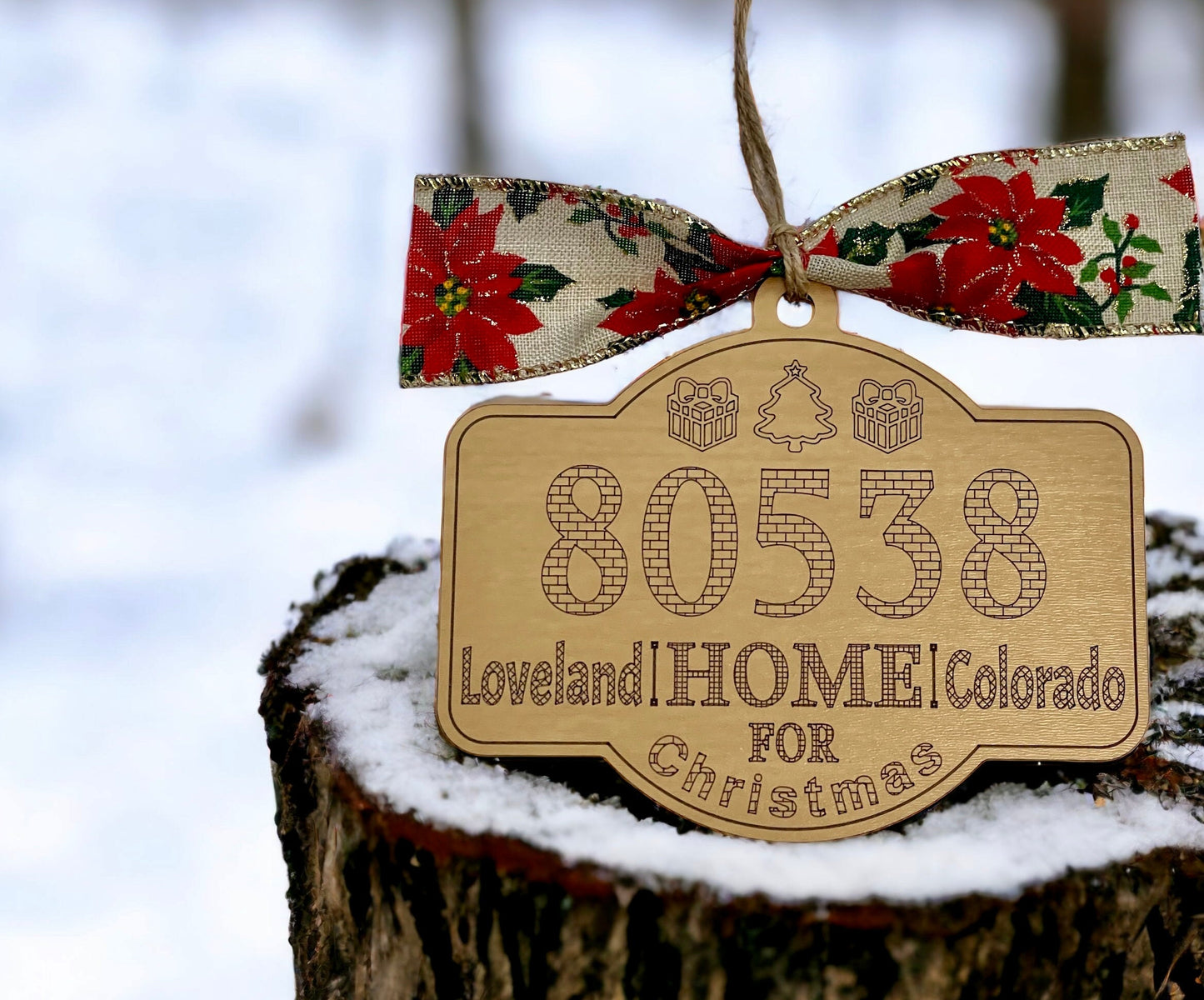 Personalized Home For Christmas Birch Ornament Your Custom City State ZIP Code Handmade Gift Item for Realtor New Home Student Parent Child