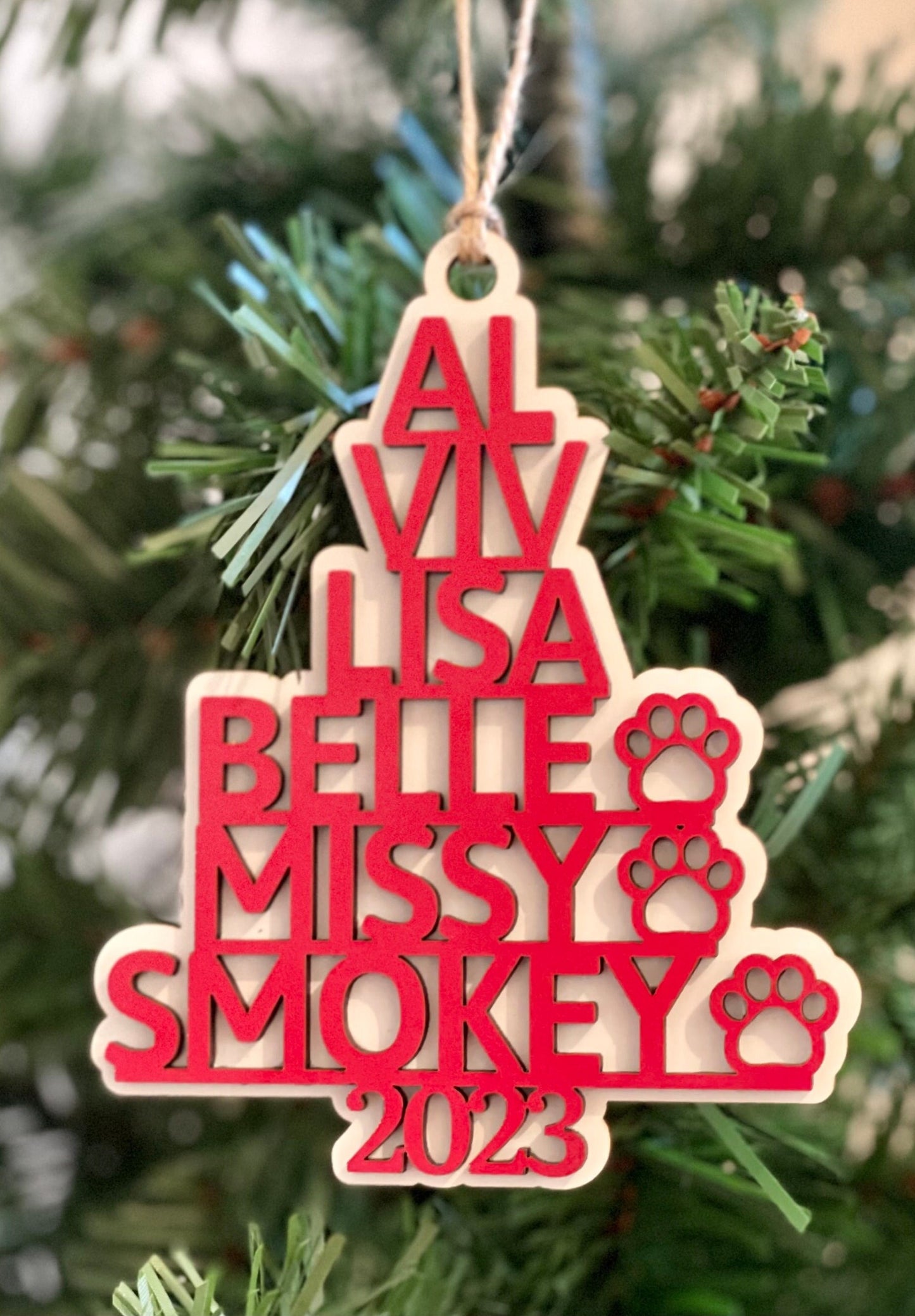 Personalized Family Tree Name Christmas Ornament Your Custom Names, Pets, Words 3D Look Handmade Keepsake Customized Family or Business Gift