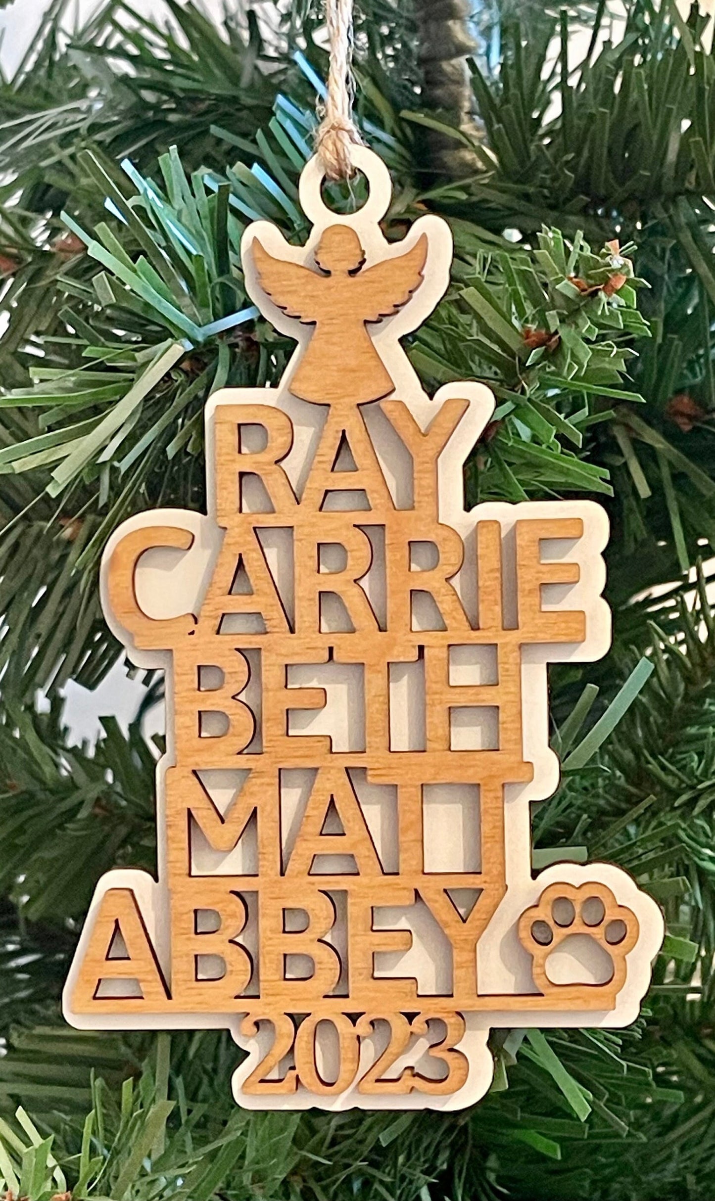 Personalized Family Tree Name Christmas Ornament Your Custom Names, Pets, Words 3D Look Handmade Keepsake Customized Family or Business Gift