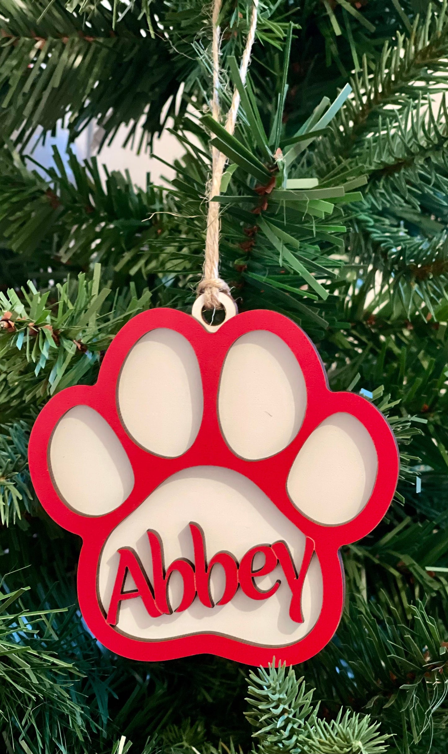 Custom Pet Paw Ornament Your Dog Cat Name Personalized Handmade Layered Keepsake Customized Pet Adoption Veterinarian Dog Walker Pet Sitter