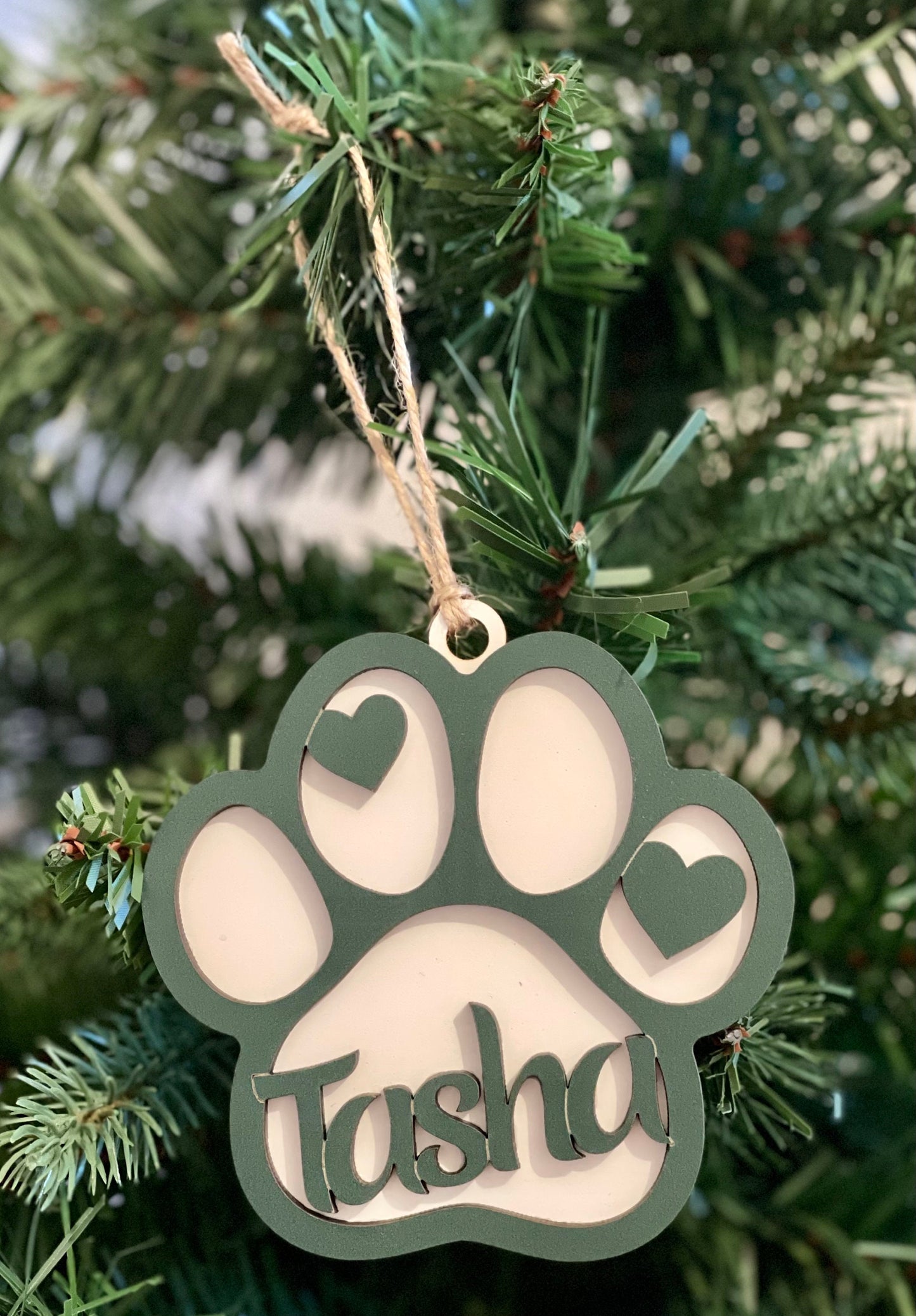 Custom Pet Paw Ornament Your Dog Cat Name Personalized Handmade Layered Keepsake Customized Pet Adoption Veterinarian Dog Walker Pet Sitter