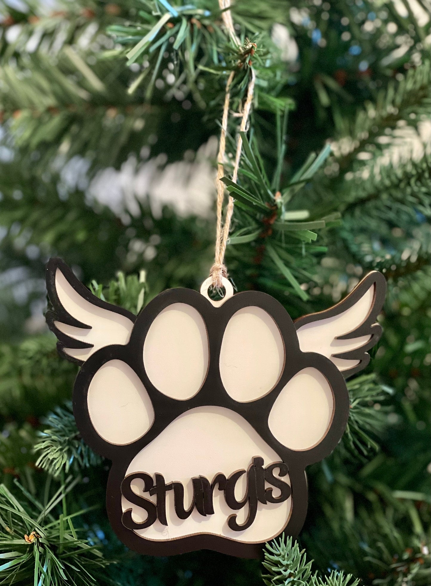 Personalized Dog Cat Loss Angel Wings Pet Paw Christmas Ornament Your Custom Name Pet Memorial Tribute Handmade Gift Small Business Keepsake