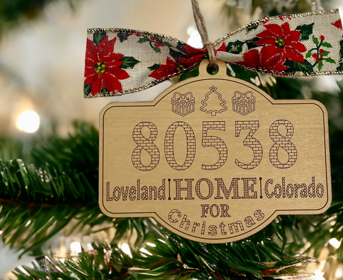 Personalized Home For Christmas Birch Ornament Your Custom City State ZIP Code Handmade Gift Item for Realtor New Home Student Parent Child