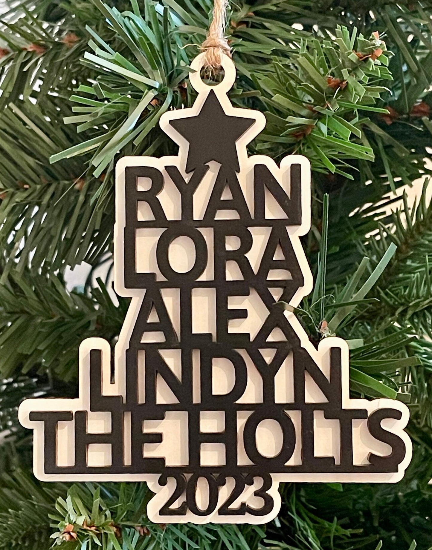 Personalized Family Tree Name Christmas Ornament Your Custom Names, Pets, Words 3D Look Handmade Keepsake Customized Family or Business Gift