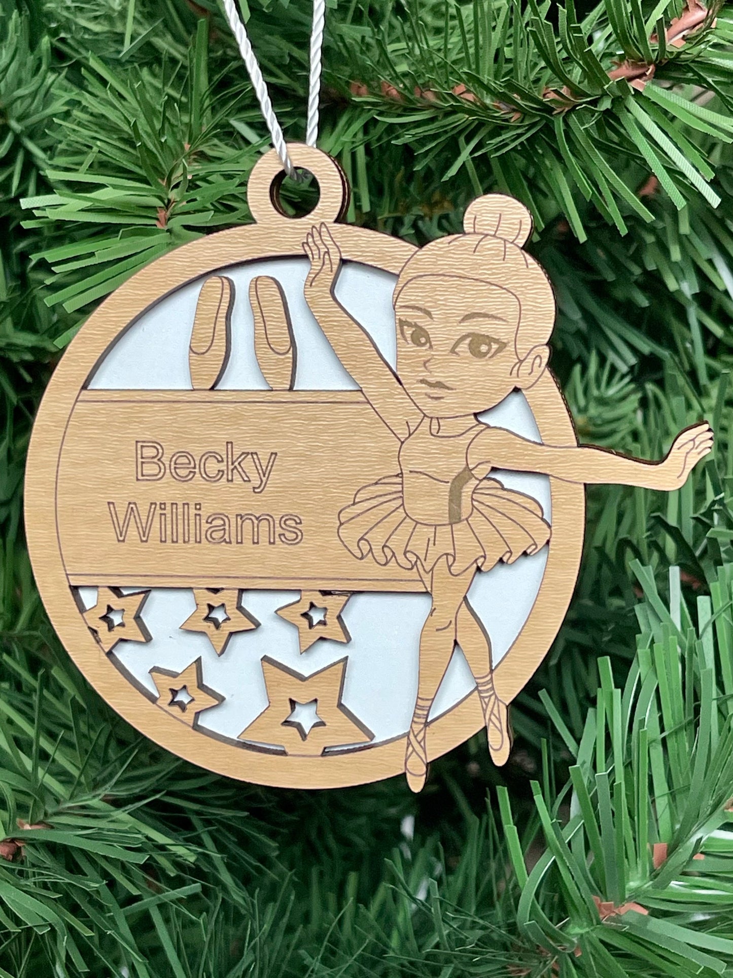 Custom Female Ballet Dancer Ornament Personalized Keepsake Name, Info, Etc. 3D Ballet Dancing Tutu Shoes Laser Engraved Fun Gift Item OOAK