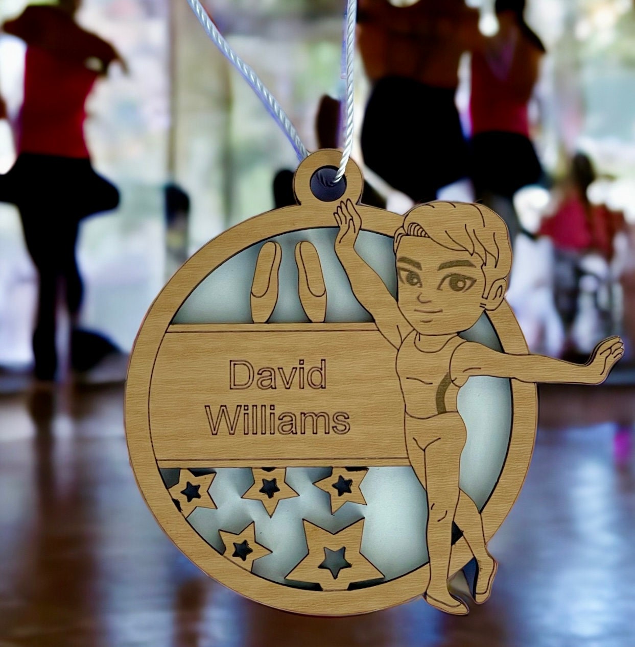 Personalized Male Ballet Dancer Ornament Custom Keepsake Name, Info, Etc. 3D Layered Dancing Shoes Uniform Ballet Dancer Engraved Gift Idea