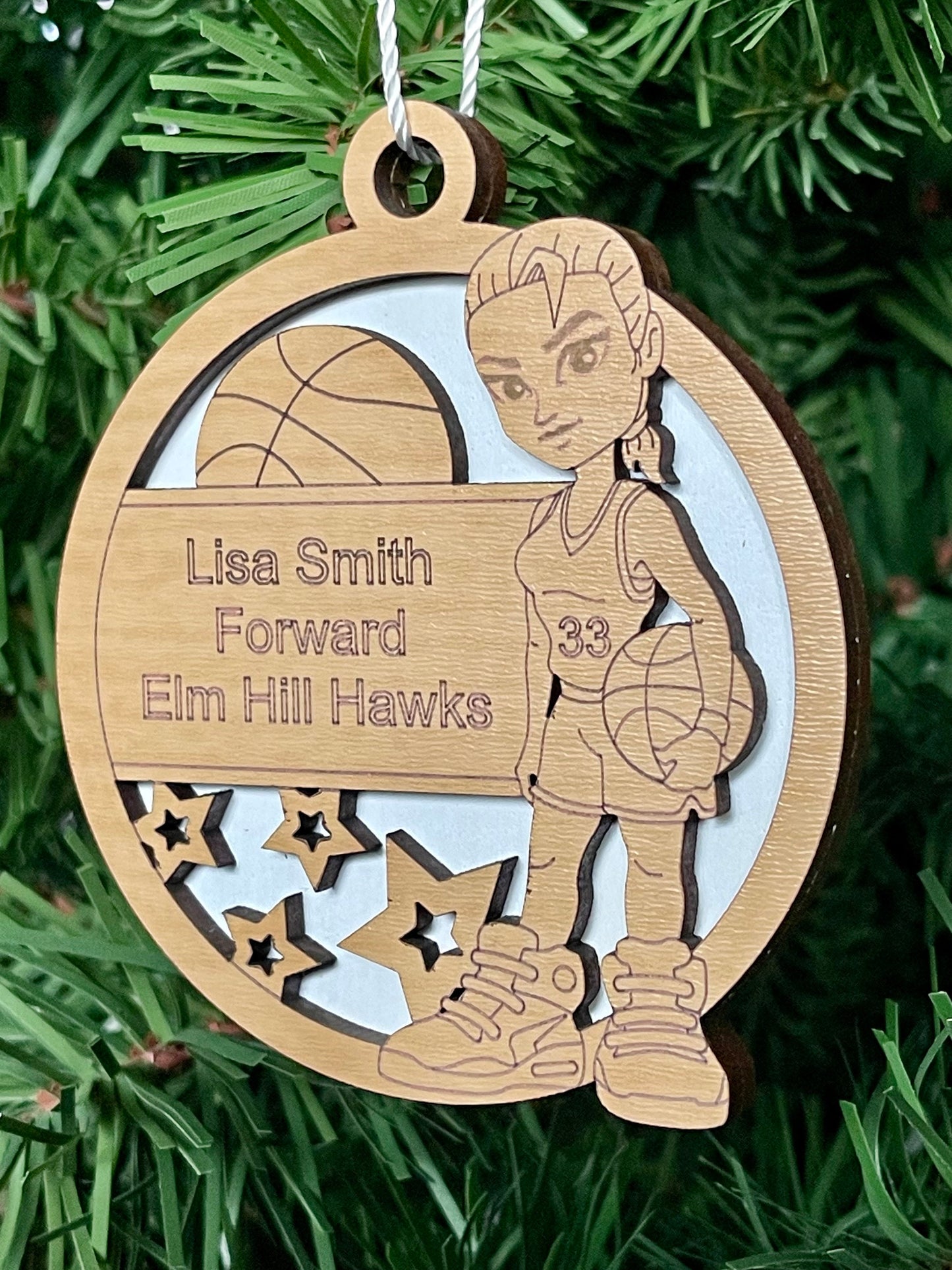 Custom Basketball Ornament Personalized Female Sports Keepsake Name, Number, Position, School, Stats, Etc. 3D Big Shoes Hoops Baller Gift