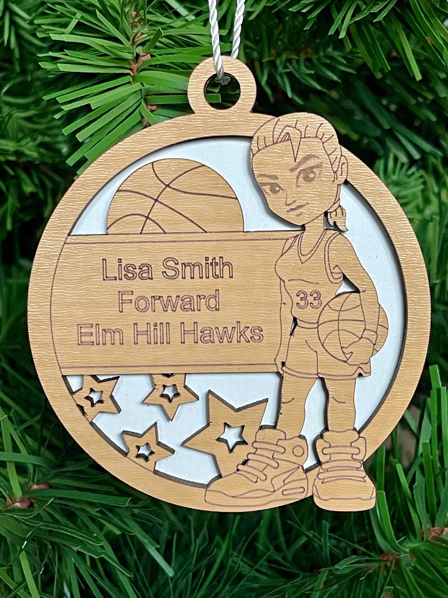 Custom Basketball Ornament Personalized Female Sports Keepsake Name, Number, Position, School, Stats, Etc. 3D Big Shoes Hoops Baller Gift