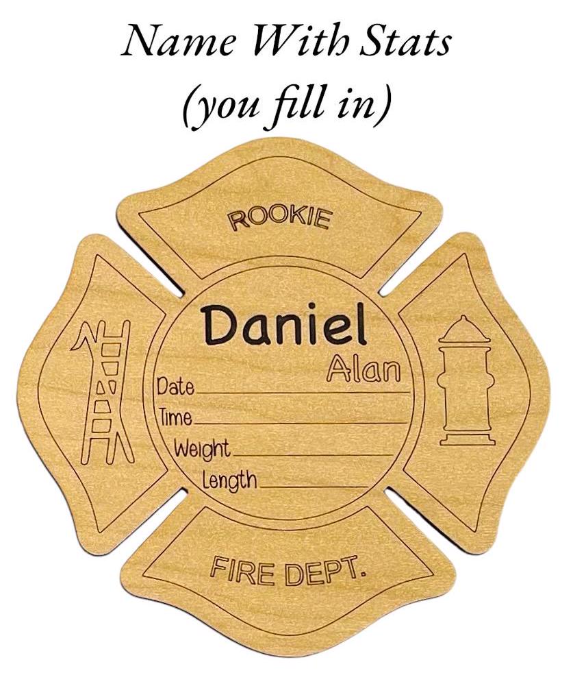 Personalized Baby Announcement Fire Department Birth Stats Newborn Firefighter Hospital Nursery Photo Prop Shower Gift Fireman Firewoman