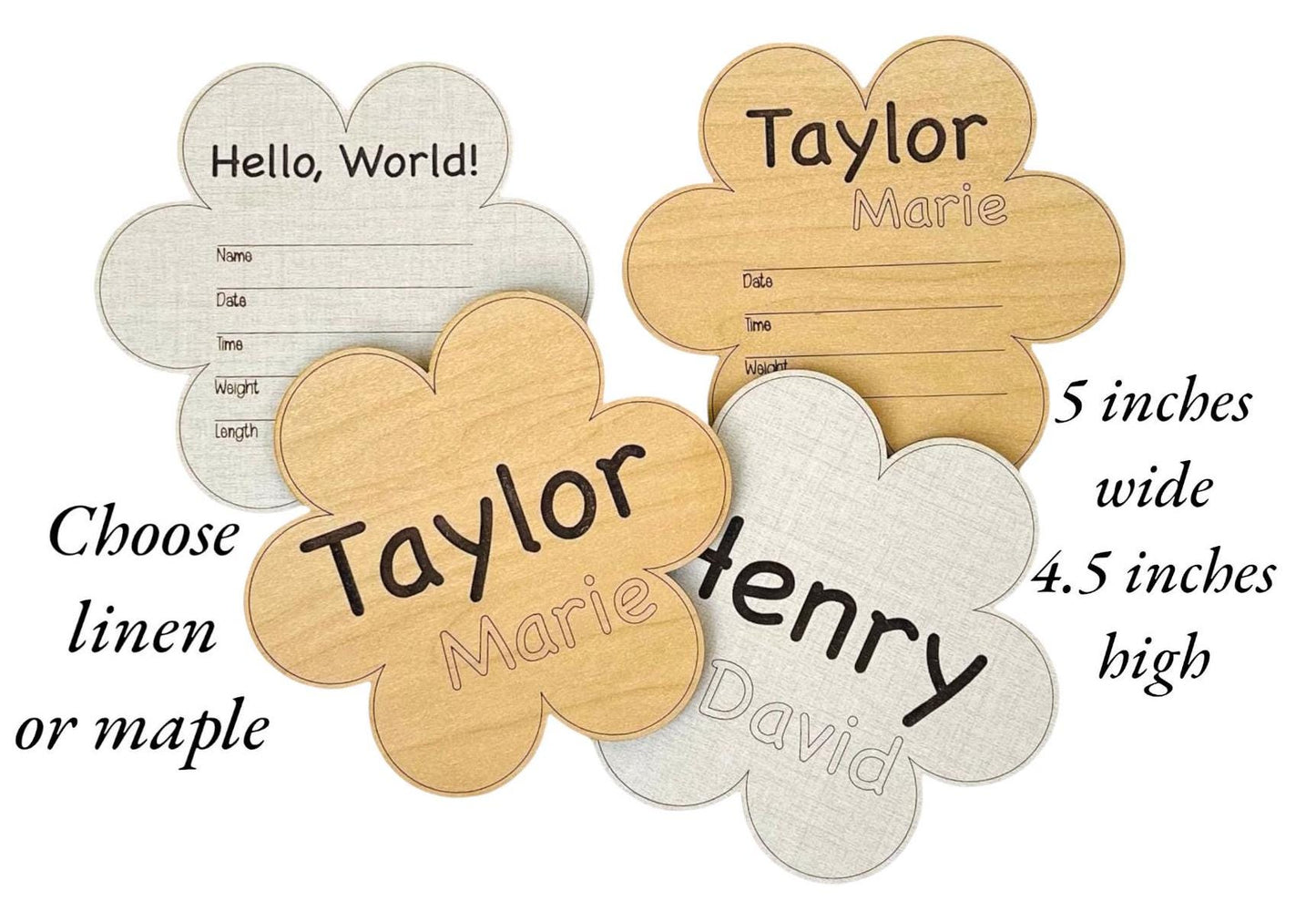 Hospital Nursery Photo Prop Baby Name Sign Flower Boho Birth Announcement Stats Fun Baby Shower Gift Personalized Engraved Handmade Keepsake