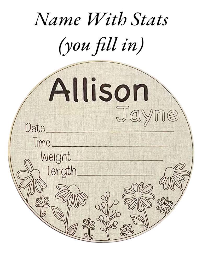 Baby Birth Announcement Wildflowers Boho Flowers Hospital Photo Prop Baby Shower Gift Wooden Personalized New Baby Floral Photography Plaque