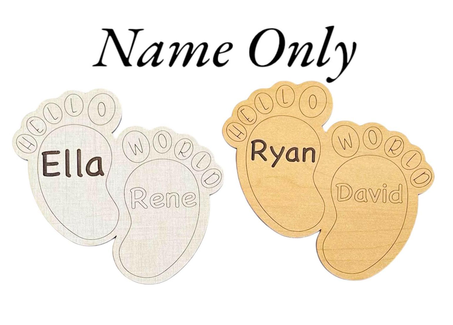 Baby Feet Shaped Birth Announcement Cute Hello World Wooden Laser Engraved New Baby Name Stats Photo Prop Newborn Baby Shower Gift Memento