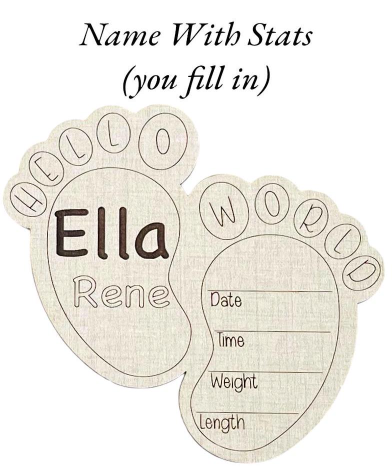 Baby Feet Shaped Birth Announcement Cute Hello World Wooden Laser Engraved New Baby Name Stats Photo Prop Newborn Baby Shower Gift Memento