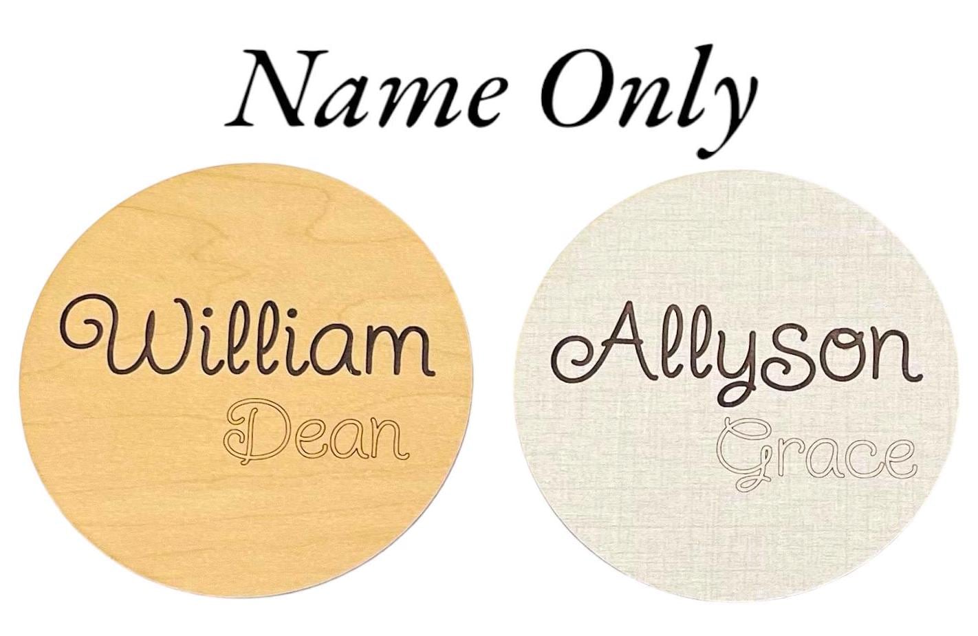 Hello World Baby Birth Announcement Wood Round New Baby Name Stats Nursery Photo Prop Newborn Baby Shower Gift Engraved Laser Cut Keepsake