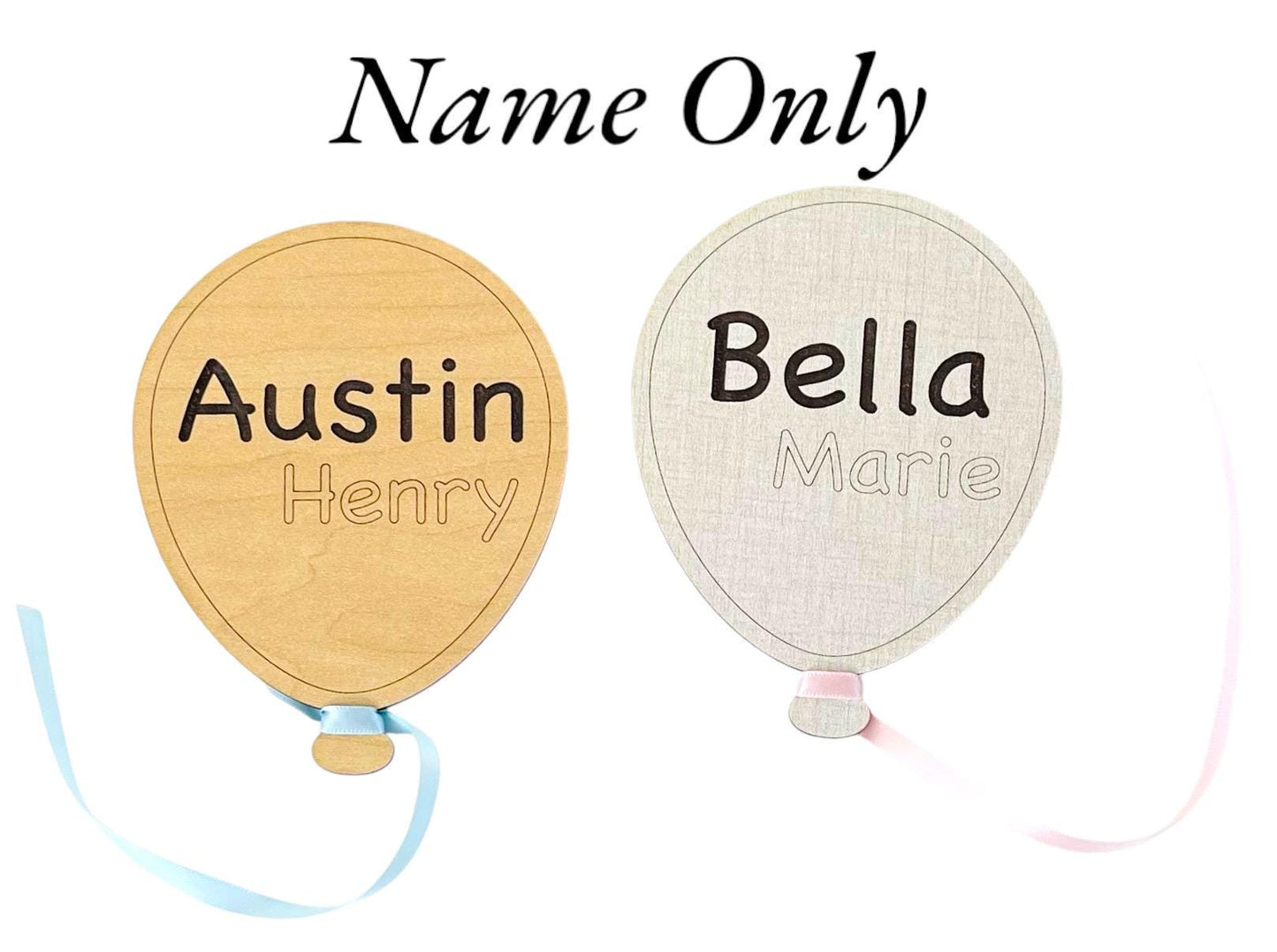 Baby Birth Announcement Balloon Themed Choose Ribbon String Color Hospital Photo Prop Cute Baby Shower Gift Personalized Wood Hello World