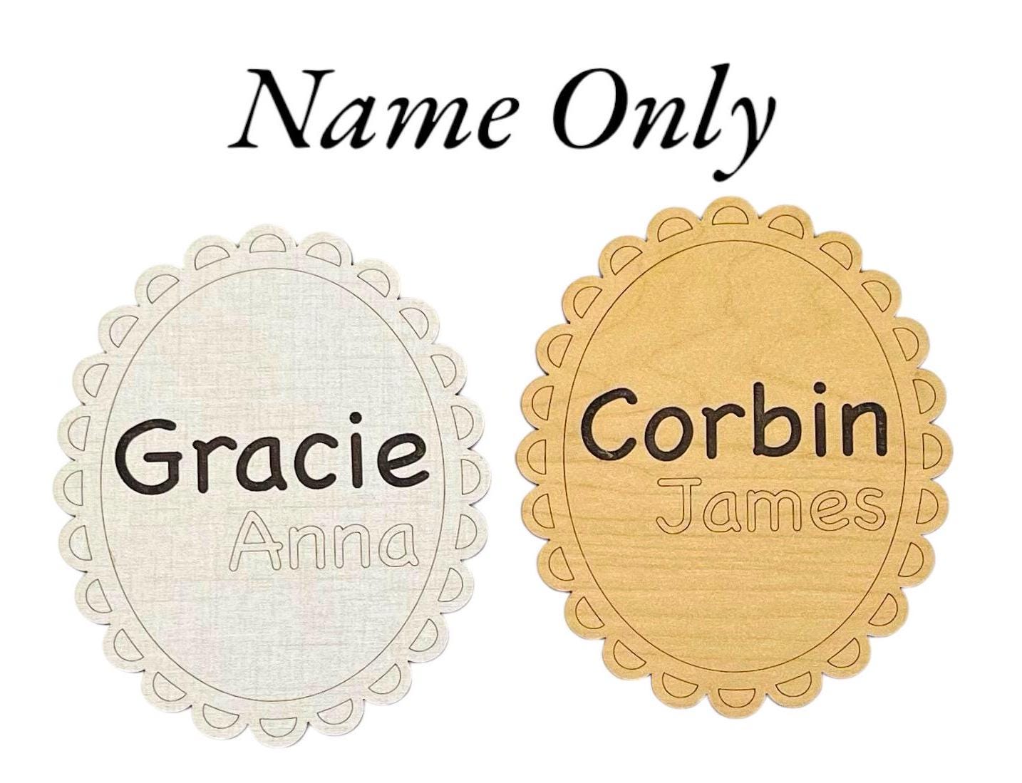 Baby Birth Sign Name Stats Announcement Personalized Scalloped Edge Oval Design Hello World Cute Wooden Newborn Photo Prop Baby Shower Gift