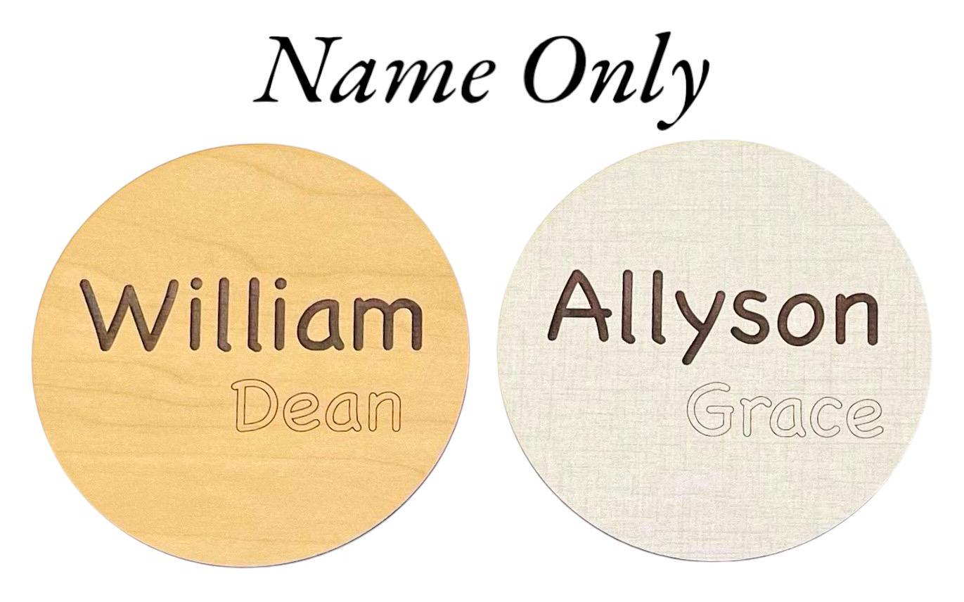 Baby Birth Announcement Hello World Newborn Hospital Photo Prop Baby Name Stats Shower Gift Personalized Custom Wood Handmade Wood Round