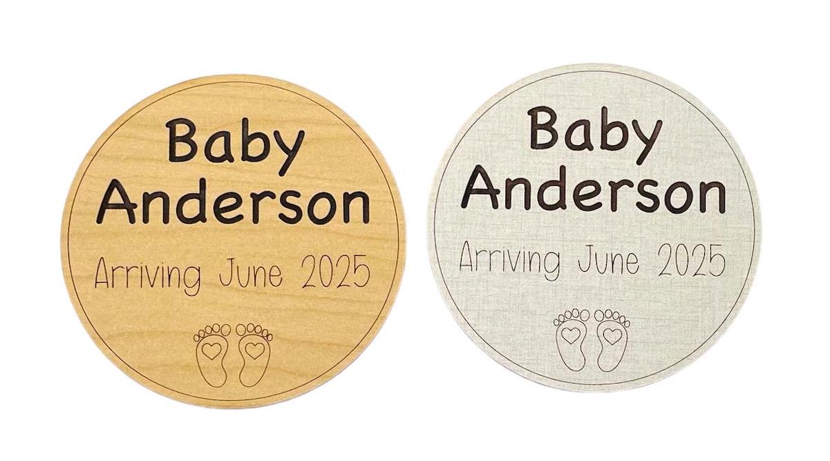 New Baby Pregnancy Announcement Sign Engraved Name Arrival Date Pregnant Expecting Cute Photo Prop Future Parents Fun Surprise Photography