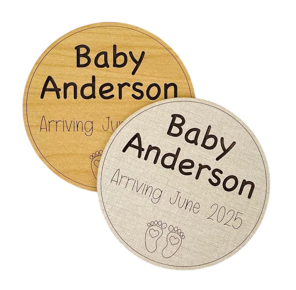 New Baby Pregnancy Announcement Sign Engraved Name Arrival Date Pregnant Expecting Cute Photo Prop Future Parents Fun Surprise Photography