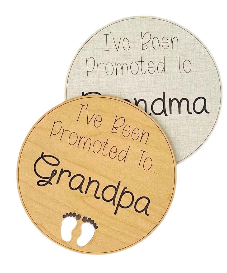 Grandma Grandpa Pregnancy Announcement Sign I've Been Promoted To Grandparent Baby Photo Prop Engraved Gift Wood Fun Expecting Pregnant