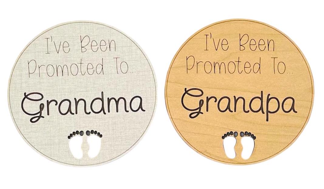 Grandma Grandpa Pregnancy Announcement Sign I've Been Promoted To Grandparent Baby Photo Prop Engraved Gift Wood Fun Expecting Pregnant