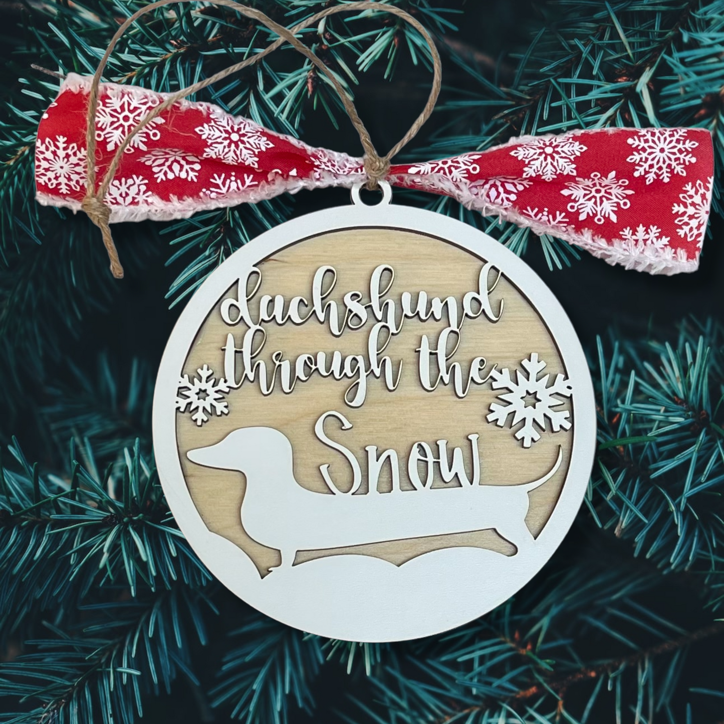 Dachshund Through the Snow Doxie Christmas Ornament Cute Wiener Dog Owner Gift