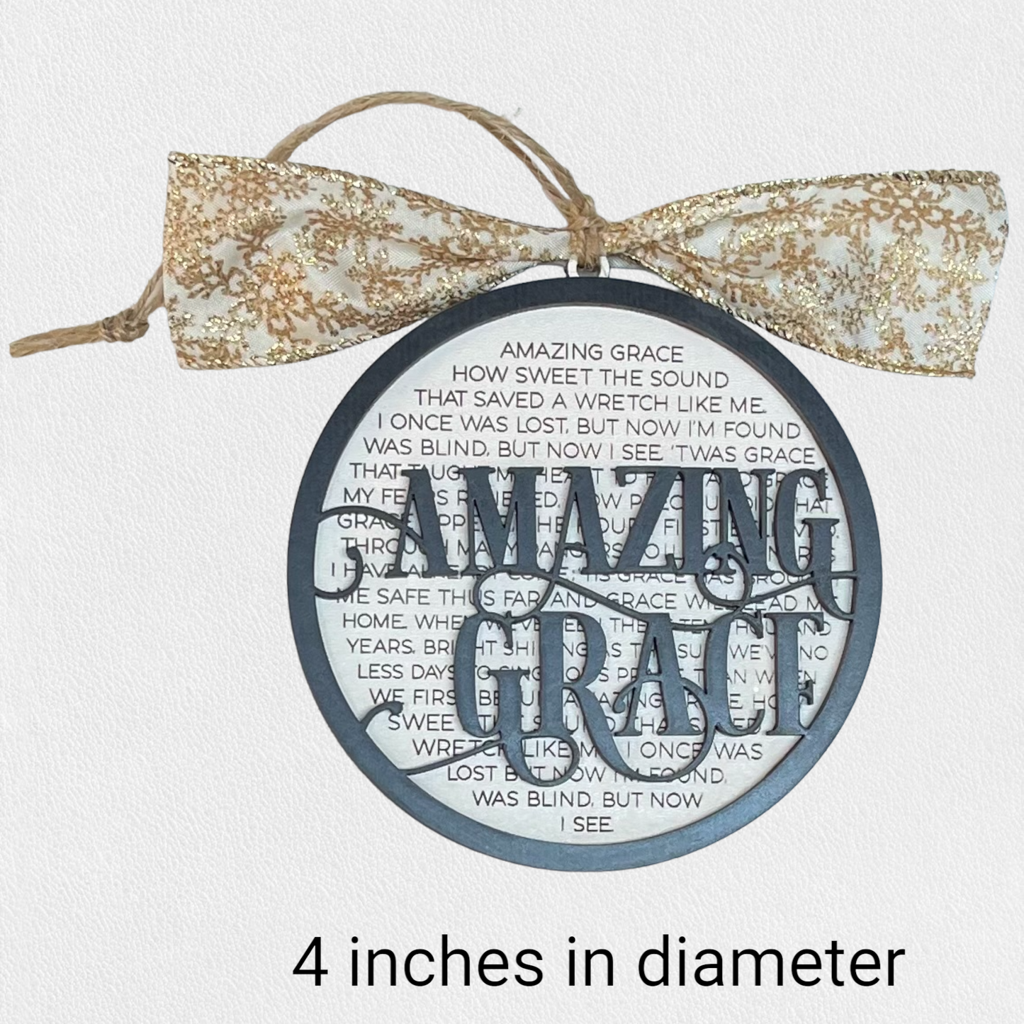 Amazing Grace How Sweet the Sound Song Lyrics Christmas Ornament Layered Engraved Beautiful Iconic Religious Sentiment