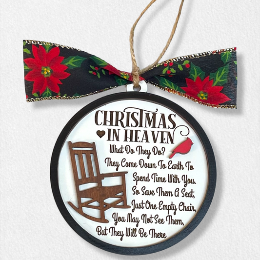 Christmas in Heaven What do They do Ornament Beautiful 3D Remembrance Loss Comfort Keepsake Save a Chair Red Cardinal Beautiful Sentiment Saying