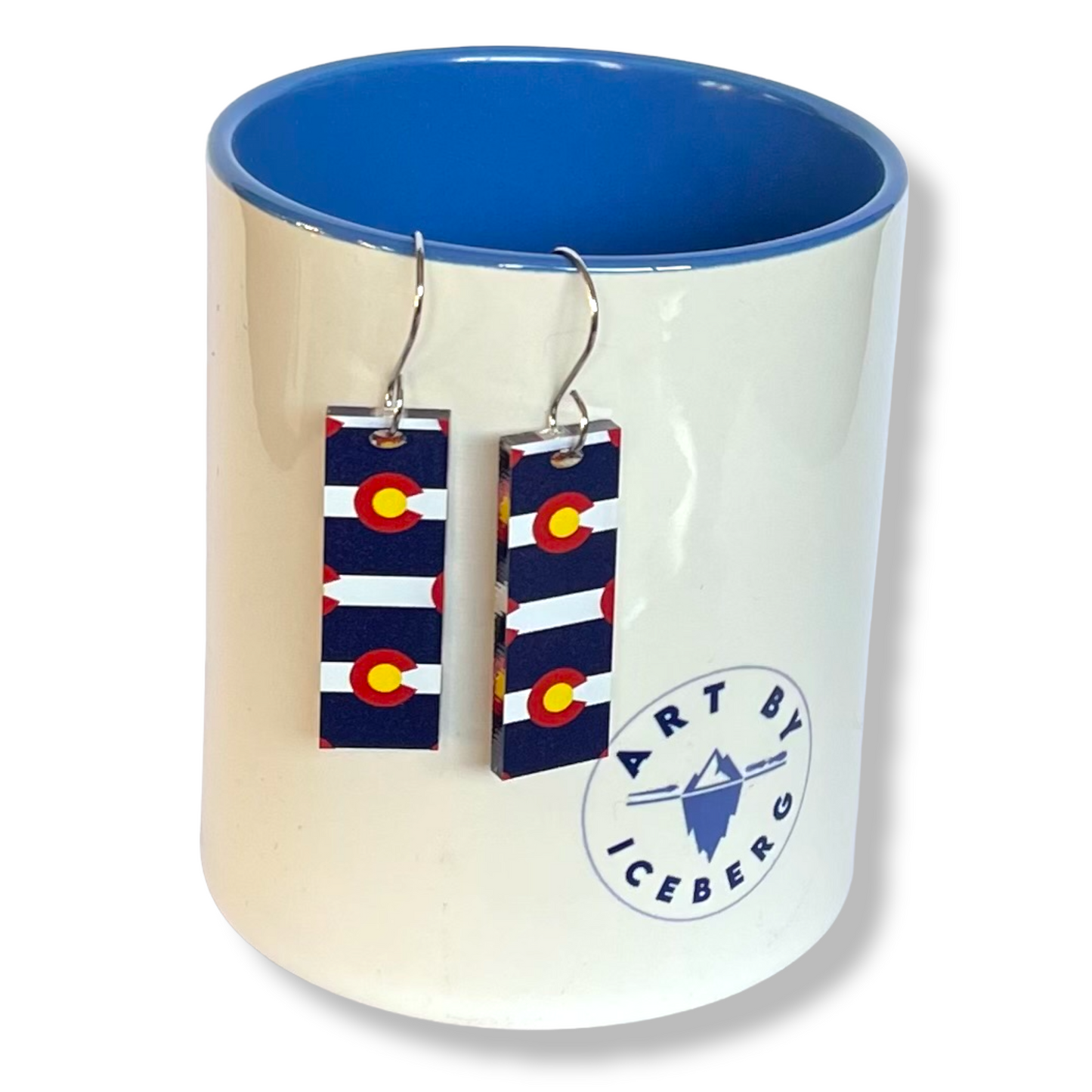 Colorado Earrings State Flag Acrylic Conversation Piece Two Pairs for One Price Teardrop and Bar Shaped Earrings CO