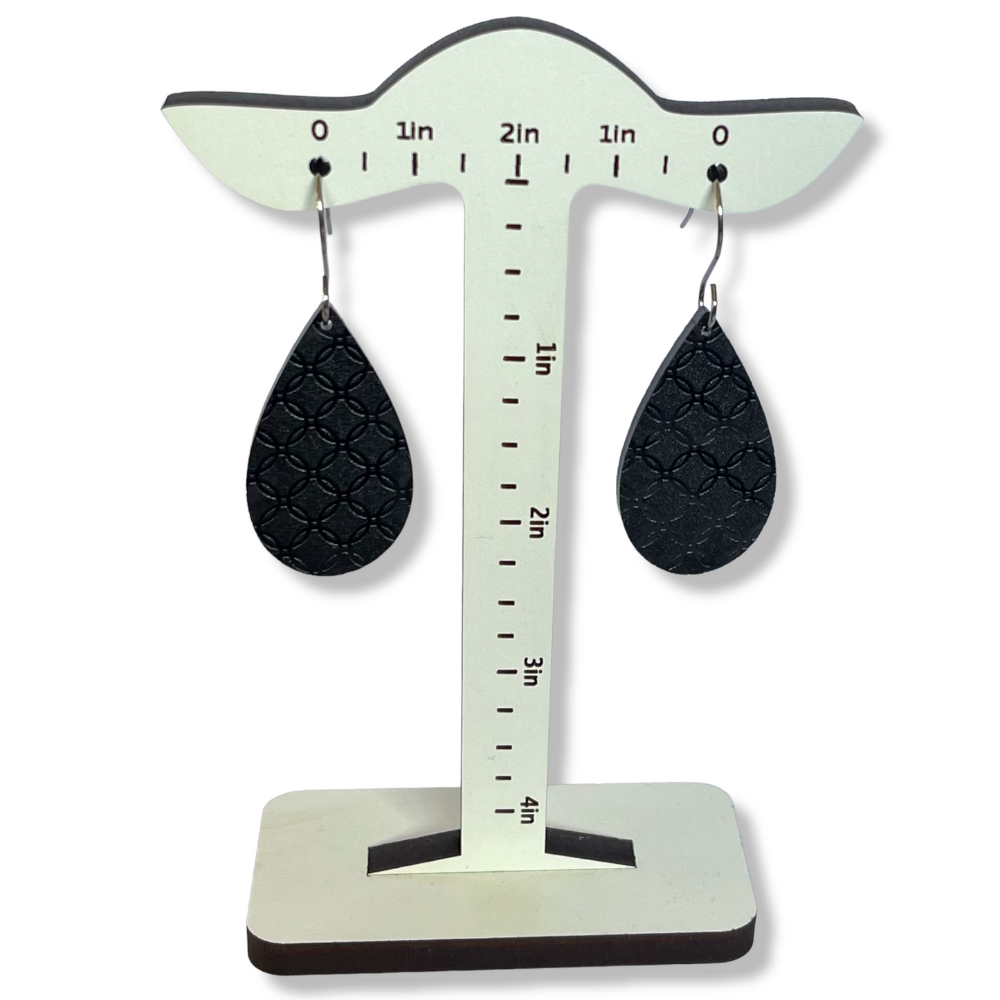 Black Textured Patterned Elegant Earrings Teardrop and Bar Style Unique Two Pairs for One Price Handmade Earrings